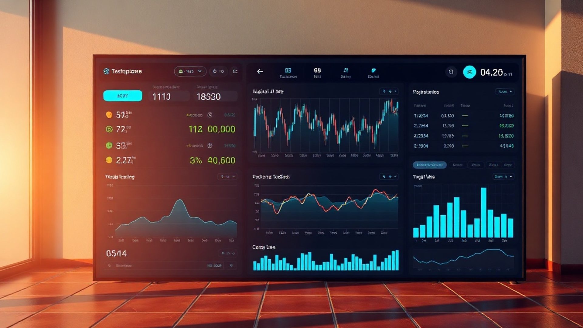 Panel de control de Vividelumen con métricas de trading en tiempo real